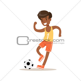 Boy Playing Football, Traditional Male Kid Role Expected Classic Behavior Illustration
