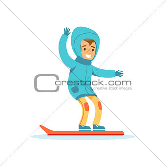 Boy Snowboarding, Traditional Male Kid Role Expected Classic Behavior Illustration