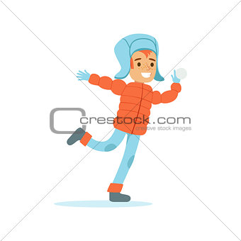 Boy Playing Snowballs, Traditional Male Kid Role Expected Classic Behavior Illustration
