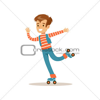 Boy Roller Skating, Traditional Male Kid Role Expected Classic Behavior Illustration