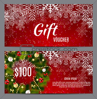Christmas and New Year Gift Voucher, Discount Coupon Template Ve