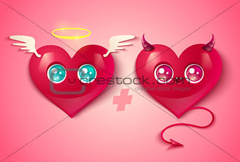 Devil and angel hearts