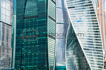 modern skyscrapers of steel and glass