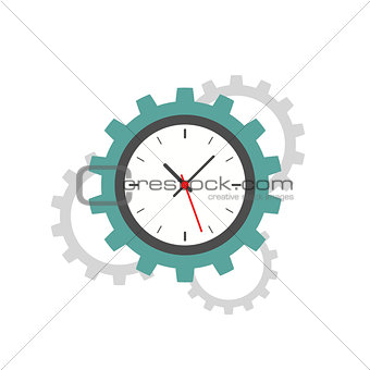 Clock gear flat icon