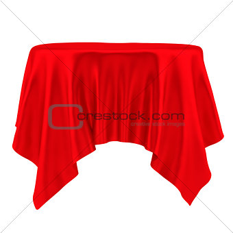 Red tablecloth. Isolated
