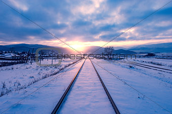 Railway at sunset time.