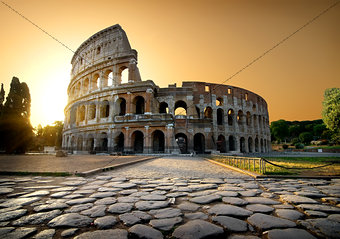 Colosseum and yellow sky