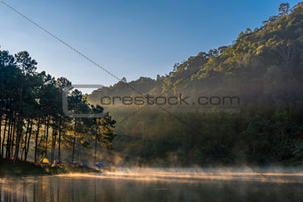 Morning light at Pang Ung lake