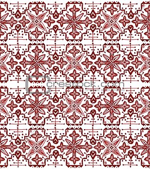 Ethnic seamless pattern. Boho sanguine ornament. Repeating background.