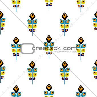 Peacock bright abstract feather seamless vector pattern.