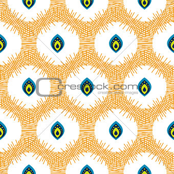 Abstract seamless pattern with drops in circles.