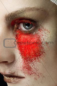 Beauty girl bandage plastic surgery red make up