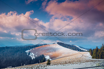 Carpathian mountains in winter time