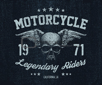 vector emblem retro motorcyclist old skull
