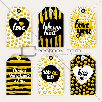Valentine Day Gold Gift Labels
