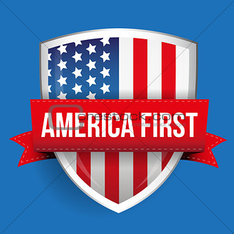America First shield with USA flag
