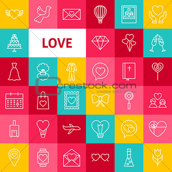 Vector Line Love Icons