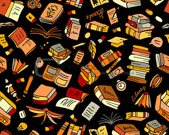 Books collection, seamless pattern for your design