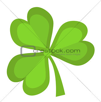 Clover, icon flat style. St. Patrick's Day symbol. Isolated on white background. Vector illustration.