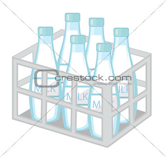 Milk in iron box icon flat style. Isolated on white background. Vector illustration.