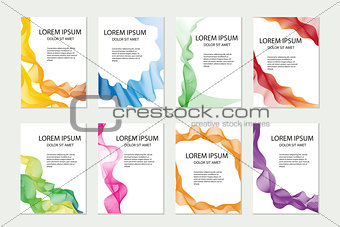 Abstract template set for brochures, corporate identity, flyer, poster. Company style collection with colored waves. Vector illustration.