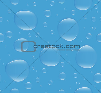 Realistic water bubbles seamless pattern, endless background. Soap , drops blue backdrop. Vector illustration