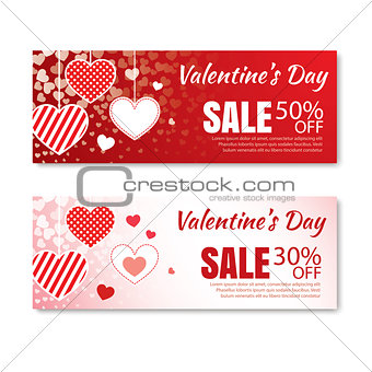 Valentine's day sale offer, banner template.Shopping market post