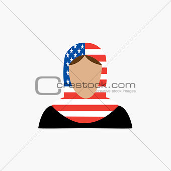 Muslim Woman with a USA flag as Hijab
