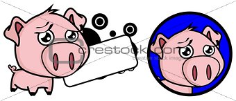 unhappy Little pig big head expression copyspace