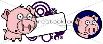 sweet Little pig big head expression copyspace
