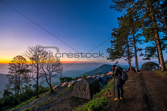twilight and photographer on monson viewpoint at doi angkhang mo