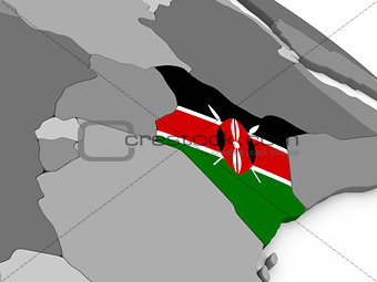 Kenya on globe with flag