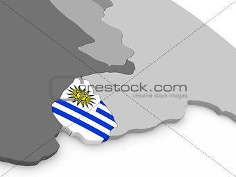 Uruguay on globe with flag
