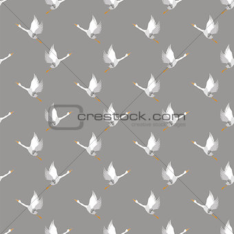 White Geese Seamless Pattern