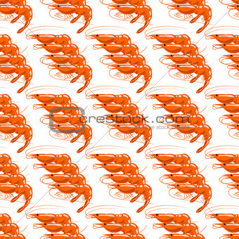 Cooked Red Shrimps Seamless Pattern
