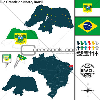 Map of Rio Grande do Norte, Brazil