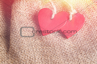 Hearts on canvas background