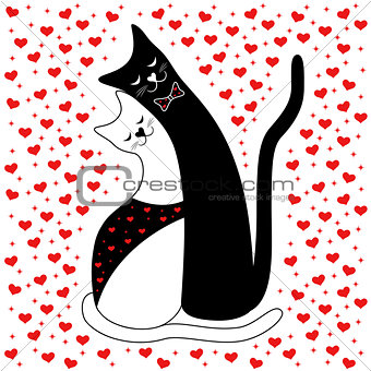 Cat Couple in Love
