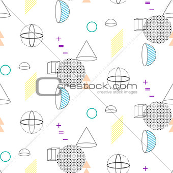 Cones and spheres seamless vector pattern.
