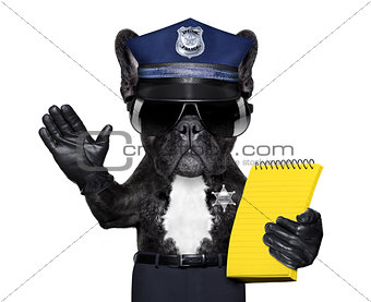 policeman dog with  ticket fine