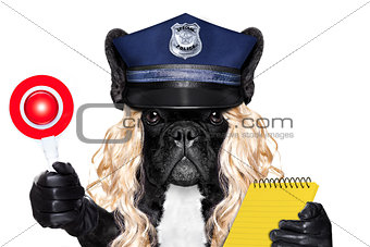 policewoman dog with  ticket fine