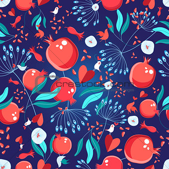 Seamless bright pattern pomegranates