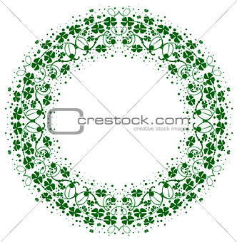 Green leaf clover round floral frame ornament