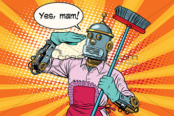 yes mam Robot and cleaning the house