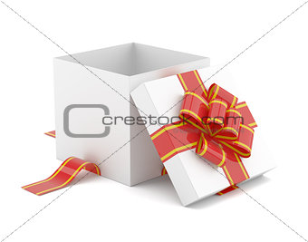 Opened gift box with red bow