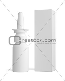 Spray nasal plastic bottle and tall paper box