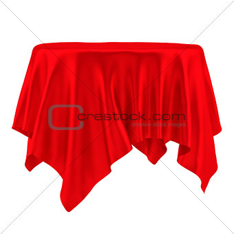 Empty round red table cloth