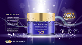 Digital vector glass face cream purple container