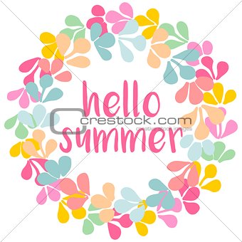 Hello summer watercolor vector wreath