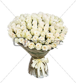 Flower bouquet of 100 white roses